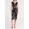 Connected Apparel Faux Wrap Mesh Midi Dress In Multi