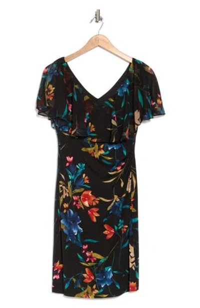 Connected Apparel Floral Cape Dress
