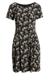 Connected Apparel Floral Dress In Black