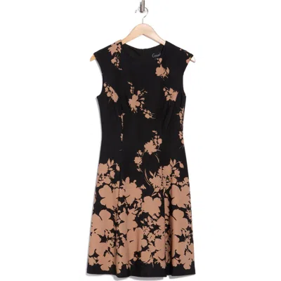 Connected Apparel Floral Fit & Flare Dress In Multi