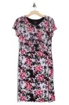 Connected Apparel Floral Overlay A-line Dress In Multi