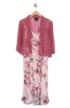 Connected Apparel Plus Womens 2pc Crochet Two Piece Dress In Rosewood