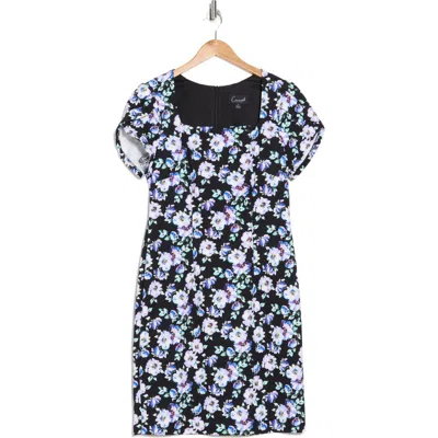 Connected Apparel Floral Print Sheath Dress In Lavender