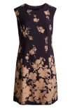 Connected Apparel Floral Sleeveless Dress In Purple