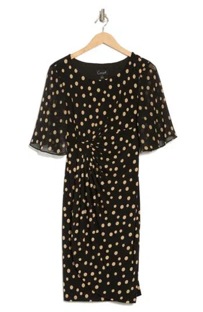 Connected Apparel Flutter Sleeve Faux Wrap Dress