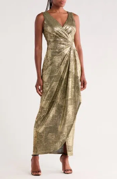 Connected Apparel Foiled Jersey Dress In Green