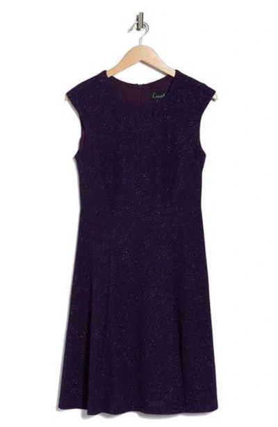 Connected Apparel Glitter Fit & Flare Cocktail Dress In Purple