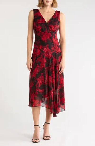 Connected Apparel Handkerchief Hem Sleeveless Dress In Multi