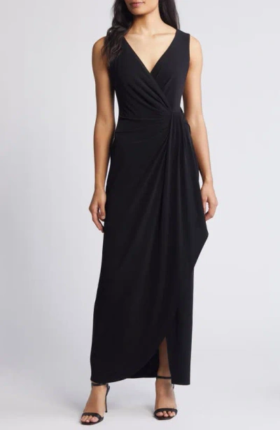 Connected Apparel Ity Pleated Detail Maxi Dress In Black