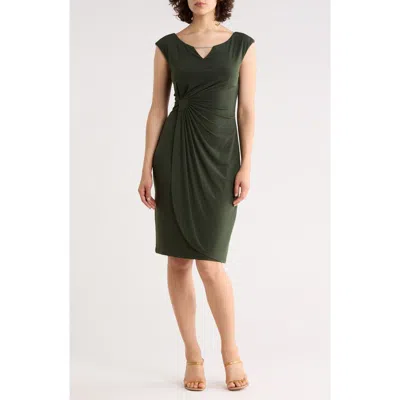 Connected Apparel Ity Trim Detail Sheath Dress In Green