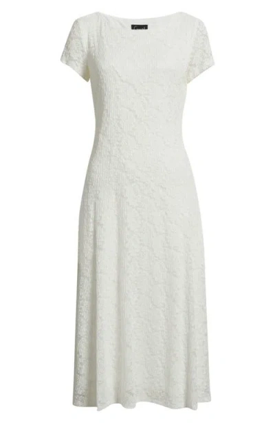 Connected Apparel Lace Midi Dress In White