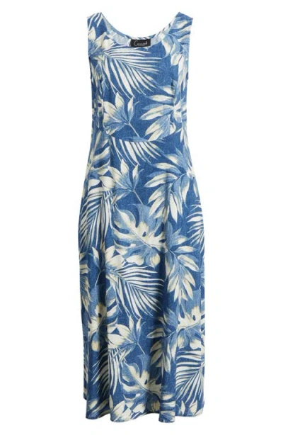 Connected Apparel Lace Up Back Sleeveless Midi Dress In Blue