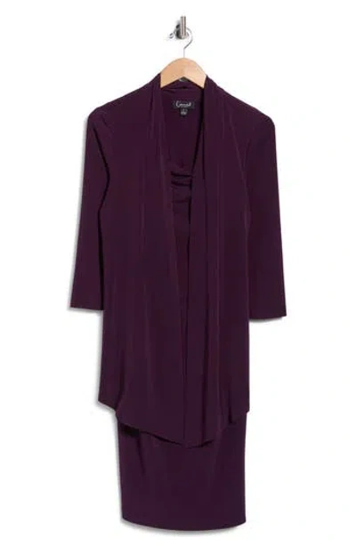 Connected Apparel Long Sleeve Mock Jacket Dress In Purple