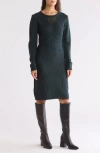 Connected Apparel Long Sleeve Sweater Dress In Hunter