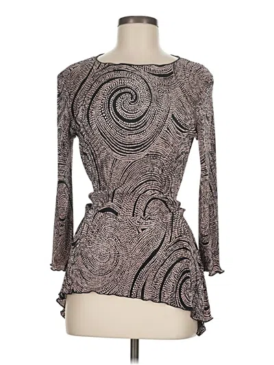 Pre-owned Connected Apparel Long Sleeve Top Brown Boatneck Tops