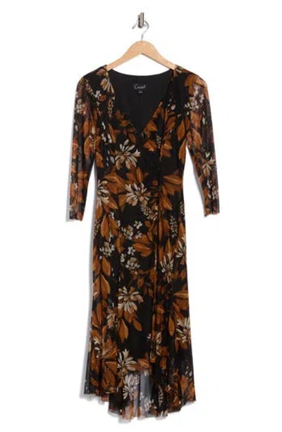 Connected Apparel Mesh Wrap Style Dress In Multi