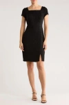 Connected Apparel Metallic Bouclé Cocktail Dress In Black