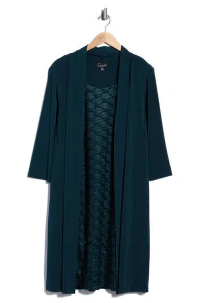 Connected Apparel Mock Jacket A-line Dress In Green