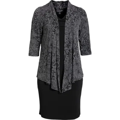 Connected Apparel Mock Jacket Dress In Black