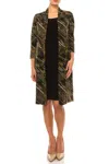 Connected Apparel Open-front Faux Jacket Dress In Moss