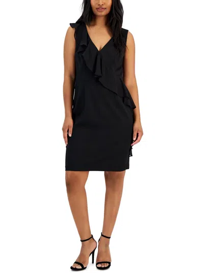 Connected Apparel Petites Womens Above Knee Sleeveless Sheath Dress In Black