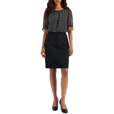 Connected Apparel Petites Womens Chiffon Blouson Wear To Work Dress In Brown