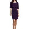 Connected Apparel Petites Womens Drapey Midi Sheath Dress