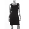 Connected Apparel Petites Womens Embellished Polyester Cocktail Dress In Black