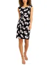 CONNECTED APPAREL PETITES WOMENS JERSEY FLORAL PRINT SHEATH DRESS