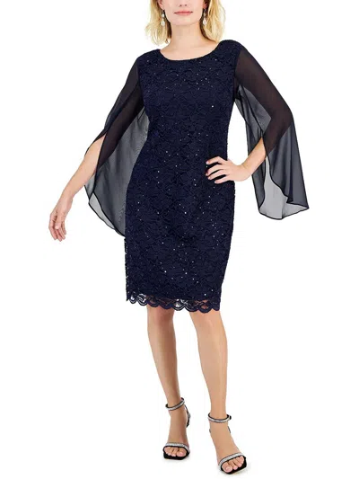 Connected Apparel Petites Womens Lace Midi Cocktail And Party Dress In Pink