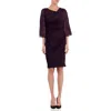 Connected Apparel Petites Womens Ruched Jersey Shift Dress In Purple
