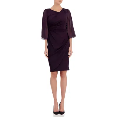 Connected Apparel Petites Womens Ruched Jersey Shift Dress In Purple