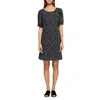Connected Apparel Petites Womens Sheer Sleeve Jersey Sheath Dress In Black