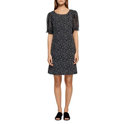 Connected Apparel Petites Womens Sheer Sleeve Jersey Sheath Dress In Black