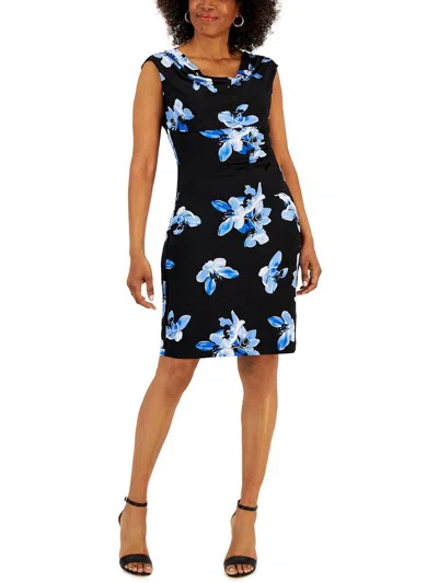Connected Apparel Petites Womens Work Above-knee Wear To Work Dress In Blue