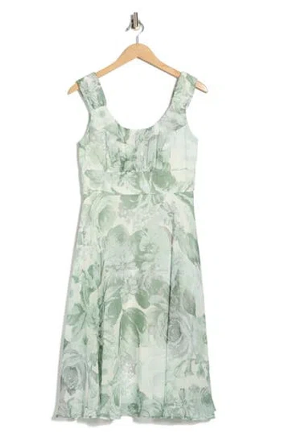 Connected Apparel Pleated Chiffon Midi Dress In Multi