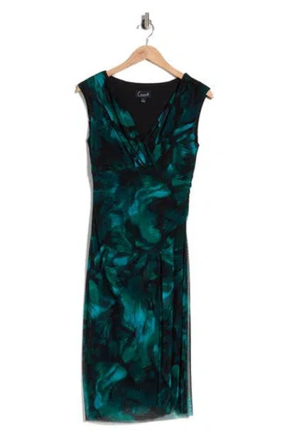 Connected Apparel Pleated Mesh Midi Dress In Green