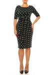 Connected Apparel Pleated Waist Sheath Dress In Hunter Camel