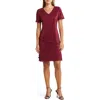 Connected Apparel Plissé Tiered Dress In Burgundy