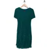 Connected Apparel Plissé Tiered Dress In Green