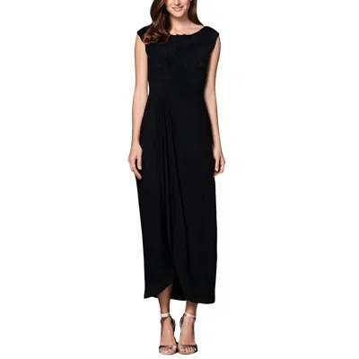 Connected Apparel Plus Womens Cap Sleeve Maxi Evening Dress In Black