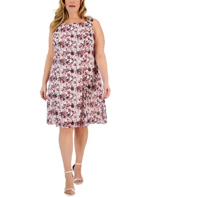 Connected Apparel Plus Womens Chiffon Midi Sundress In Multi