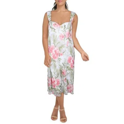 Connected Apparel Plus Womens Chiffon Sleeveless Midi Dress In Multi