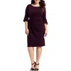 Connected Apparel Plus Womens Drapey Bell Sleeves Cocktail And Party Dress In Burgundy