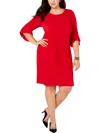 CONNECTED APPAREL PLUS WOMENS DRAPEY BELL SLEEVES COCKTAIL DRESS