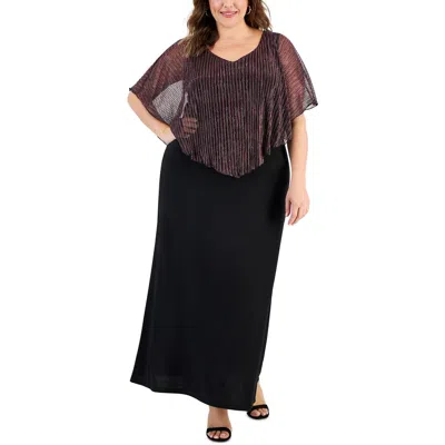 Connected Apparel Plus Womens Drapey Jersey Evening Dress In Multi