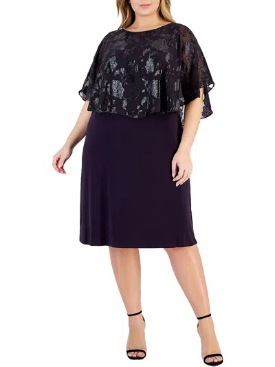 Connected Apparel Plus Womens Embroidered Evening Wear Sheath Dress In Multi