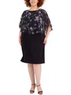 Connected Apparel Plus Womens Floral Midi Cocktail And Party Dress In Multi