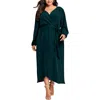 Connected Apparel Plus Womens Gathered Polyester Wrap Dress