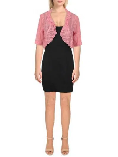 Connected Apparel Plus Womens Knit Lace Cardigan Sweater